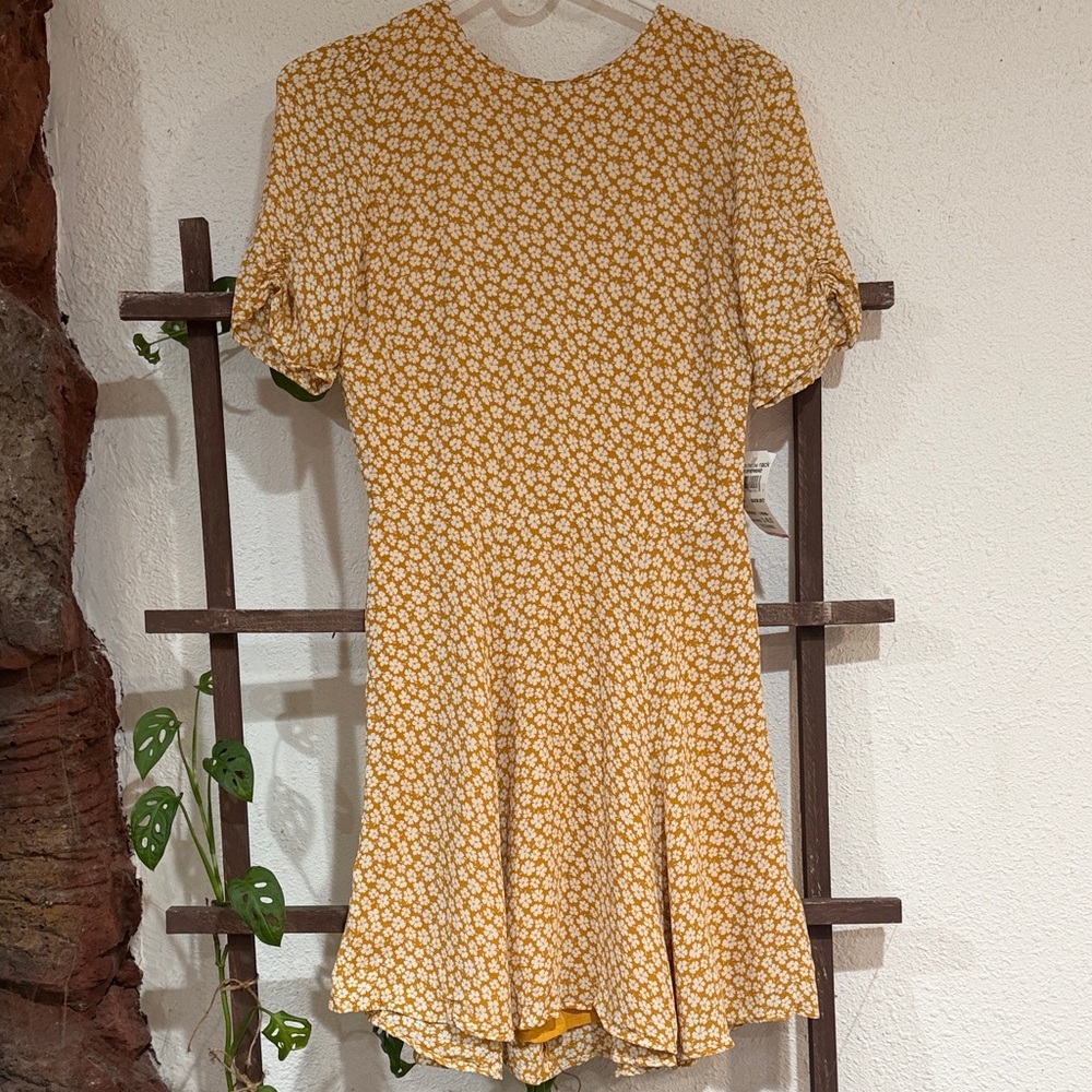 Reformation Floral Yellow Dress